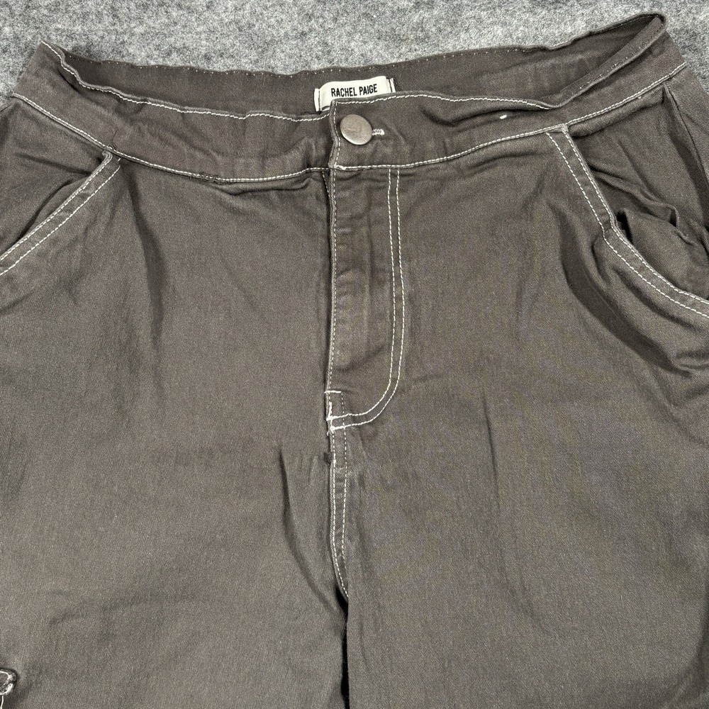 Rachel Paige Cargo Jogger Pants Womens Medium Gray Contrast Stitch Utility - Picture 4 of 9